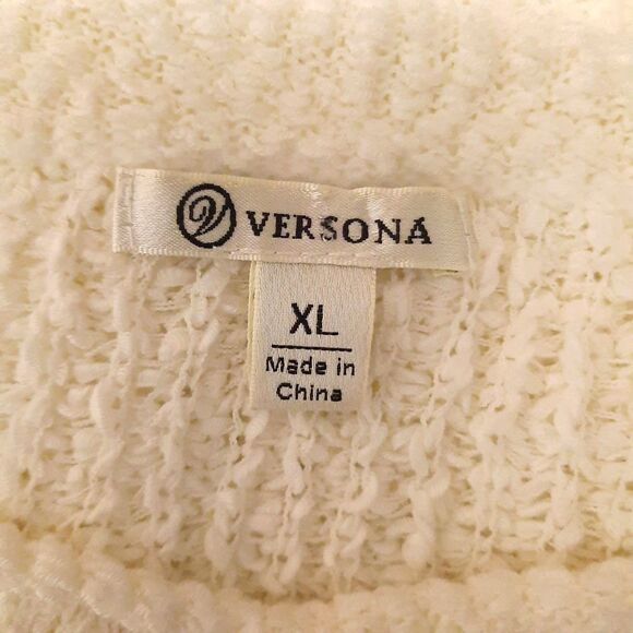 Versona Sheer Sweater Size X-Large Lacey Pullover Open Knit Layering Cream - Picture 15 of 16